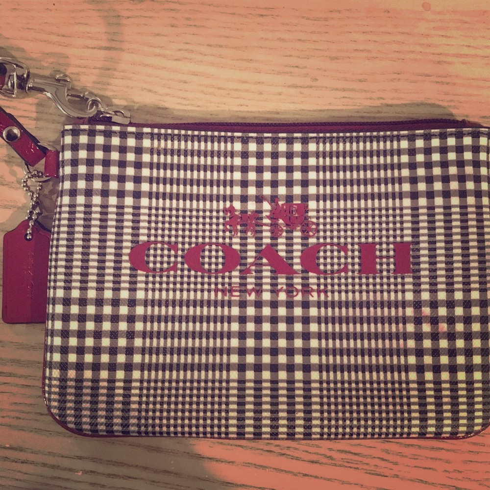 COACH AUTHENTIC plaid wristlet
